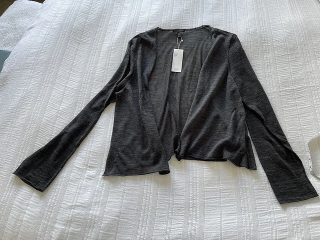 Schöne Eileen Fisher anthrazitgrau Leinenmischung Cardigan Größe XL BRANDNEU MIT ETIKETT £ 225 LOCH