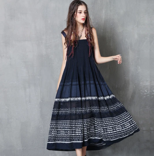 2023 new Summer women fashion long skirt suspender  retro style dress