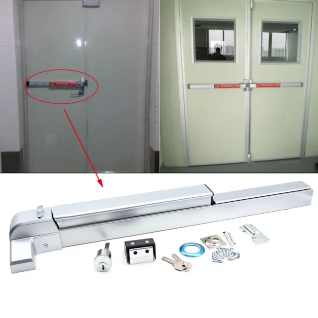 Door Push Bar 30"-36" Panic Exit Device w/ Lock Commercial Emergency Hardware