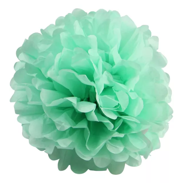 16" Tissue Paper Pom Poms Flower Balls Wedding Party Decoration - Mint-10Pack