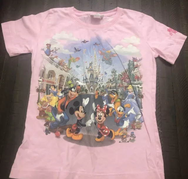Walt Disney World Magic Kingdom  Pink T Shirt Youth Size S