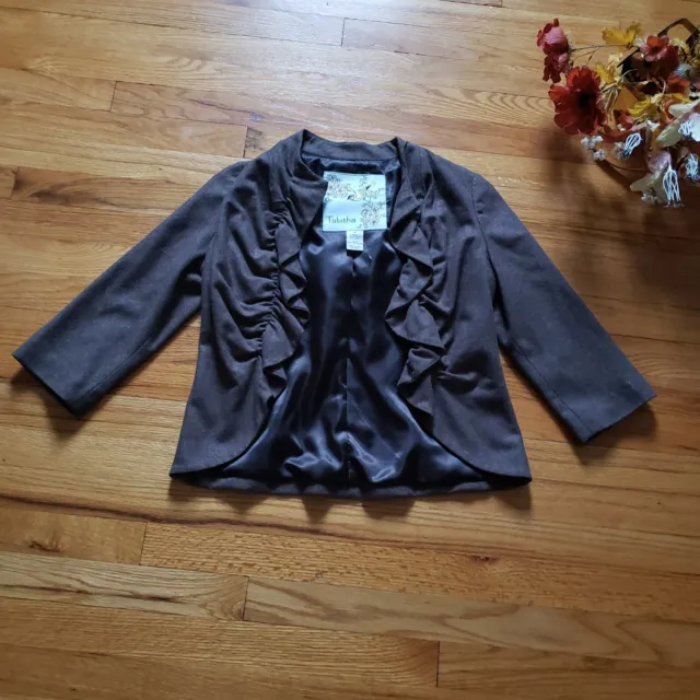 Women’s Anthropologie Tabitha Ruffled Brown Wool Blazer/ Jacket Size 4