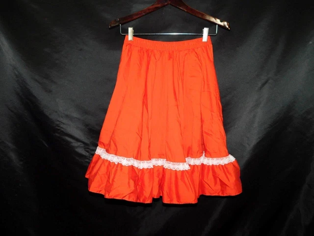 Vtg Partners Please S Red White Lace Square Dance Skirt Malco Modes USA Made