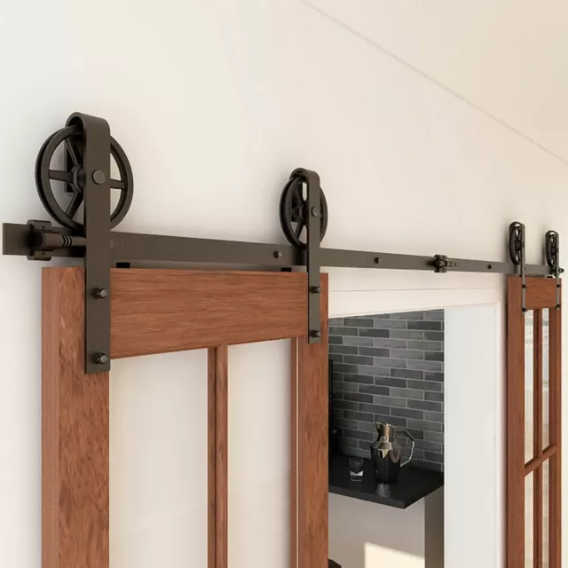 CCJH 4-20FT Sliding Barn Door Hardware Closet Track Kit For Single/Double Door 3