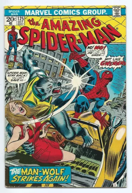 Amazing Spider-Man #125 -- "Man-Wolf Strikes Again!" -- Marvel Bronze Age Key!!!