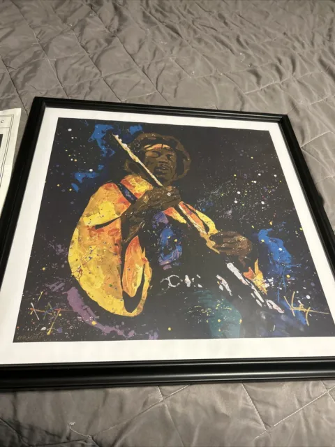 Jimi Hendrix 17x17 kat signed lithograph framed 17x17 #118 of 695  With COA