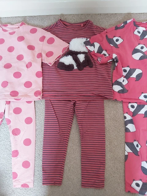 NEXT Girls Age 5 Years Pink Panda Pyjama Set Bundle Autumn Winter Snuggle Fit 3