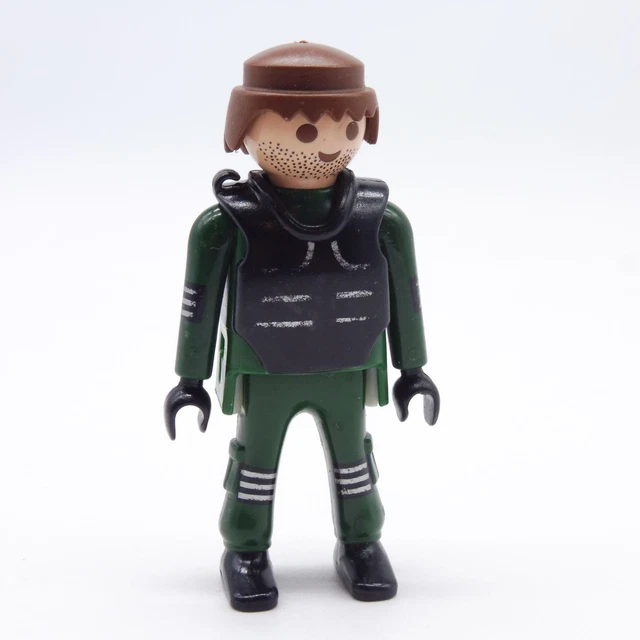 Figurine Playmobil Policier Homme Vert Et Gris - Pièce 29055 - Occasion