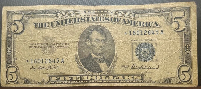 1953-A  Five $5 Dollar Silver Certificate Star Note