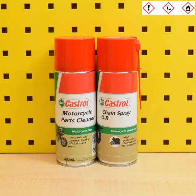 (22,38€/L) Castrol Kettenspray O-R 400ml + Kettenreiniger 400ml Chain Lube Clean