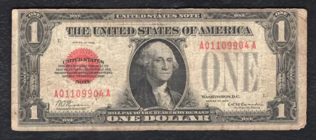 Fr. 1500 1928 $1 One Dollar Red Seal Legal Tender United States Note (H)