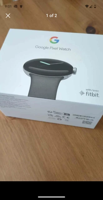 Google Pixel Watch, Polished Silver case / Charcoal Active band