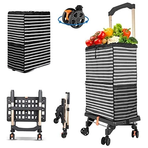 Folding Hand Truck Portable Dolly Utility Cart Rolling Crate with 4 Rotate