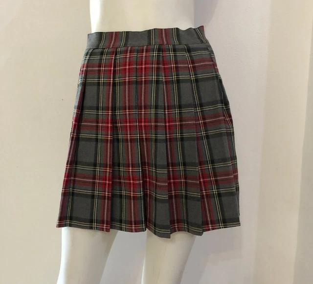 Gonna grigia fantasia quadri rossi tartan scozzese Tg M