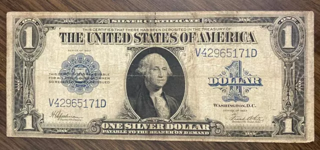 1923 $1 One Dollar Silver Certificate “HORSEBLANKET” Large Size Note