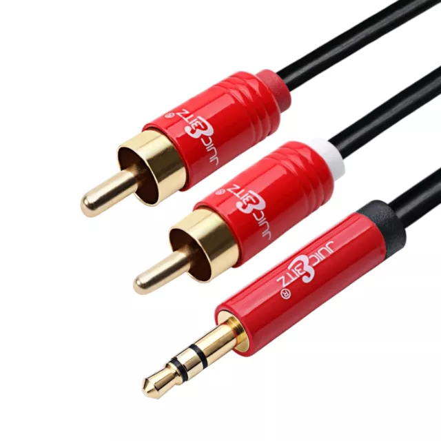 RCA to 3.5mm Cable 2 x RCA Male to 3.5mm Jack Lead Shielded OFC Phono Plug Cable