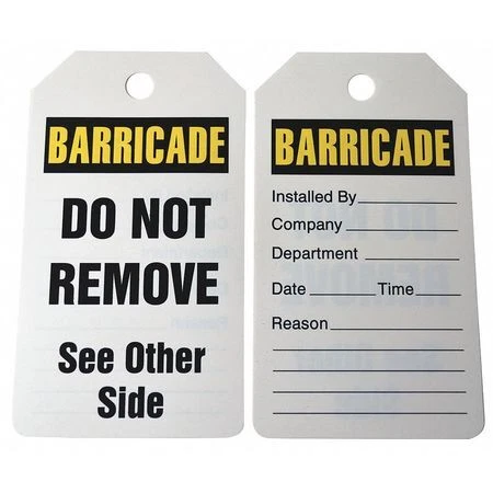 Zoro Select 43Z353 Barricade Tag,5-3/4 X 3-1/4,Pk25