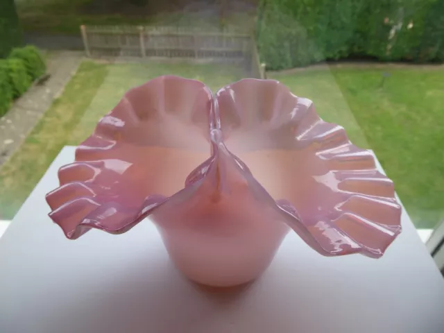 Rare Antique Victorian Milk Glass Double Posy Vase Ruffle Top