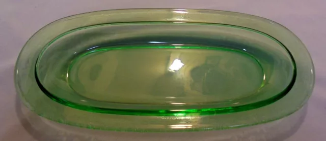 Vesper By Fostoria Green Oval Relish 11"x5" & 1.25" Tall Vintage