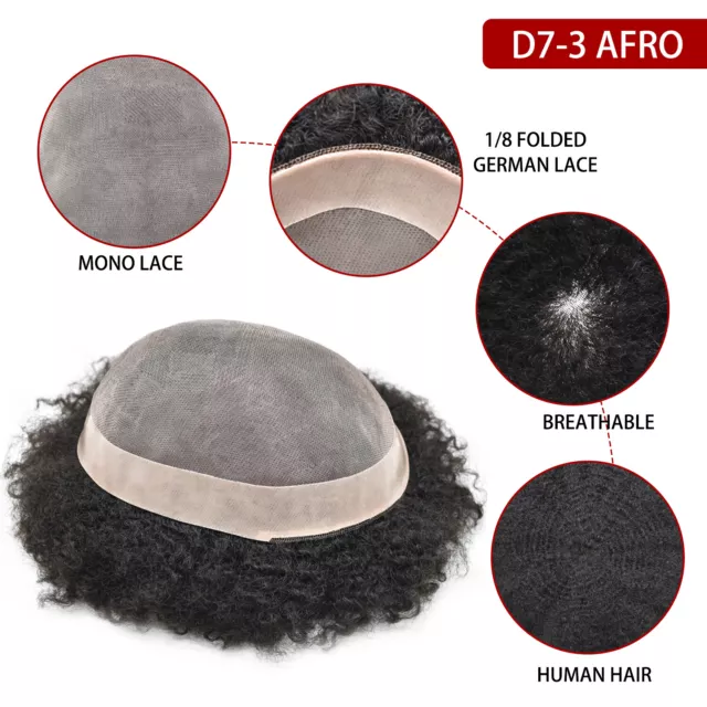 Unidades de cabello para hombres negros afro rizado fino mono encaje para hombres