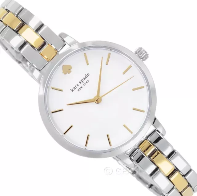 Kate Spade New York Womens Metro Watch, White Dial, Two-Tone Silver & Gold Band 2