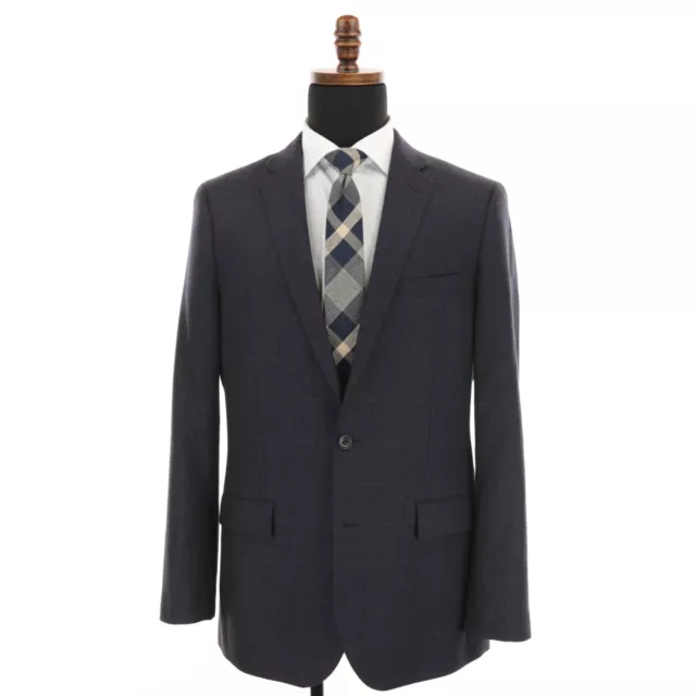 J. Crew Ludlow Sport Coat Size 42L Blue Windowpane Checks Subalpino Wool