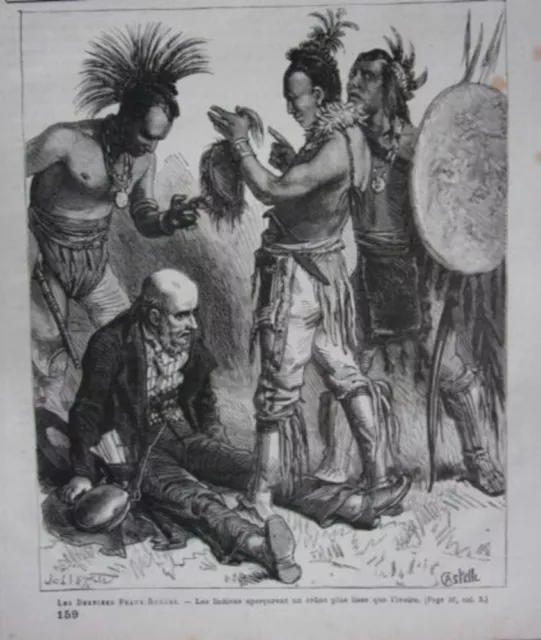 19th century WOODCUT THE LAST RED SKINS