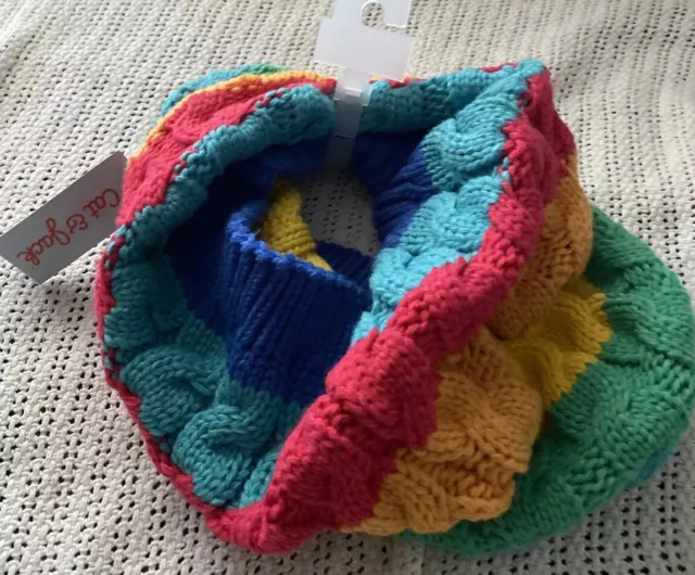 NEW Cat & Jack Girls Rainbow Striped Cowl Cable Knit Scarf Neck Warmer One Size