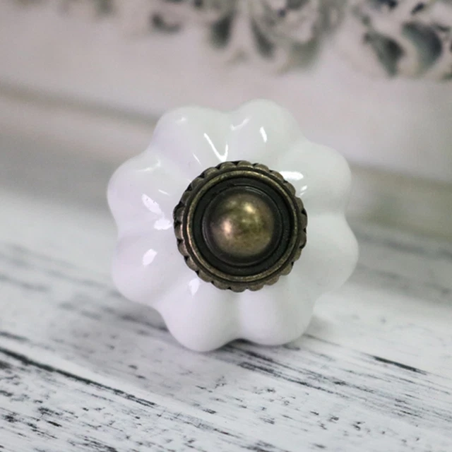 5PCS Rural white Ceramic knob Kitchen Furniture handle cabinet drawer pulls 33mm