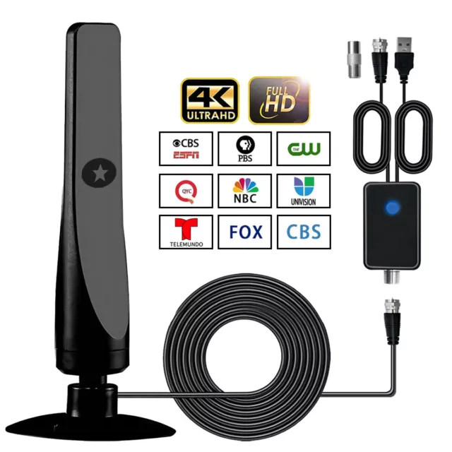 Digital Tv Antenna Wave Max Suction Cup Plug Play 50mile Range Channel High Gain