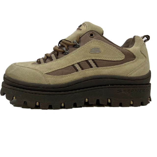 Vintage 90s Skechers Jammers Sand Tan Platform BootsWomens  Size 10 Y2K Lace Up
