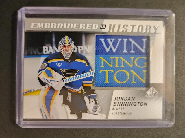 2021-22 UD SP Game Used Jordan Binnington Emboidered in History Winnington Patch