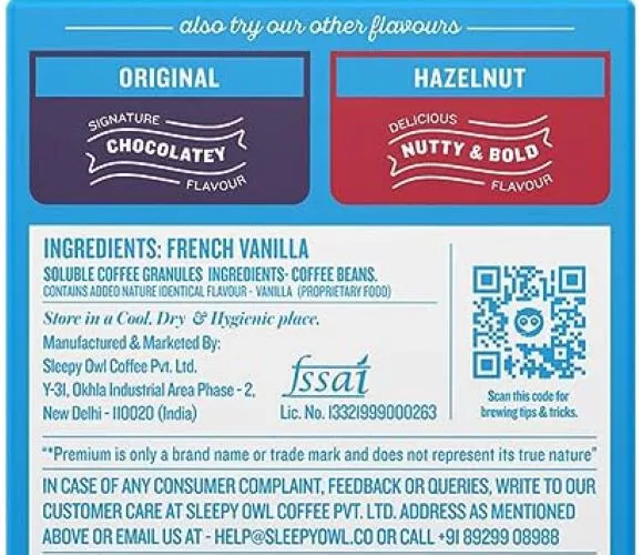 RSINC Somnolent Chouette Français Vanille Saveur Café Sachets Paquet De 10 X 2g 2