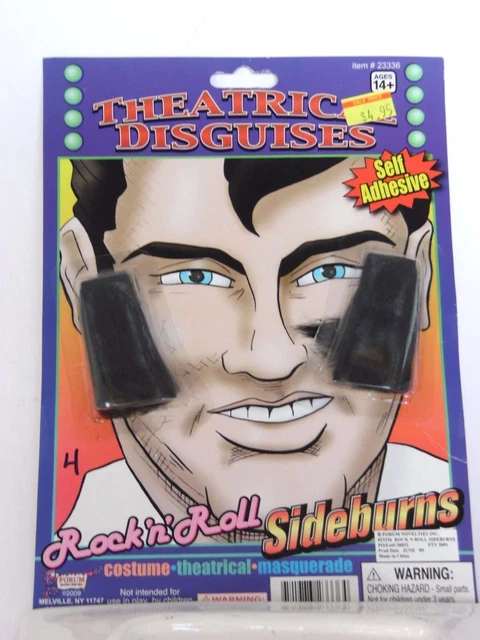 Black Elvis Type Sideburns Halloween Costume Rubies Trick Or Treat Theater