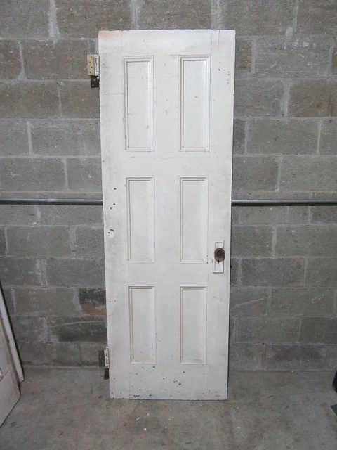 ~ ANTIQUE OAK 6 PANEL DOOR WITH HARDWARE DD ~ 28 x 81.75 ARCHITECTURAL SALVAGE 7