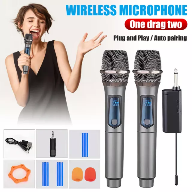 2X Wireless karaoke Microphone UHF Professional Handheld Mic Receiver for Party