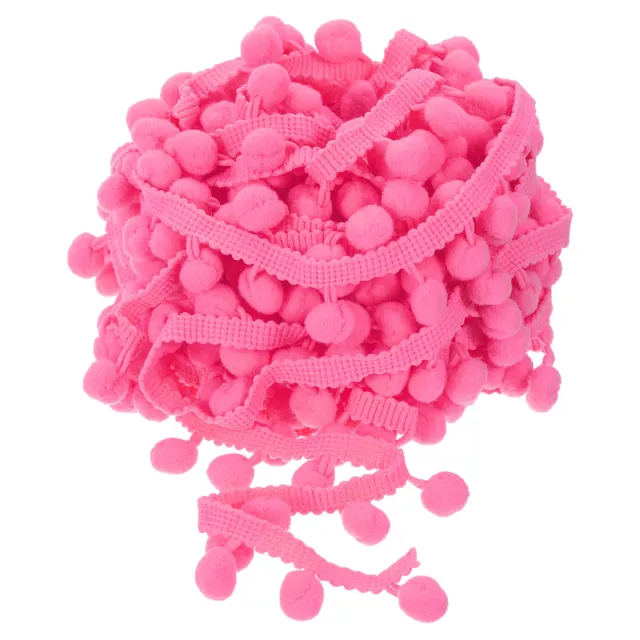 20 Yards Pom Pom Ball Fringe Trim Ribbon Sewing Trim DIY Crafts, 12mm Pink