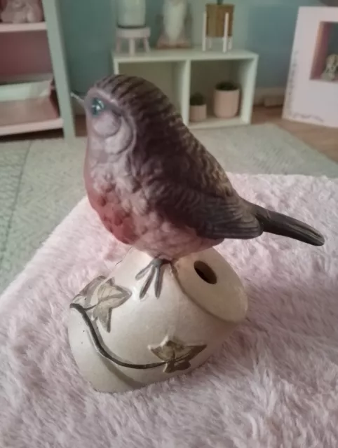 Poole Pottery Stoneware - Robin Bird On A Flower Pot  With Beautiful Red Breast 3