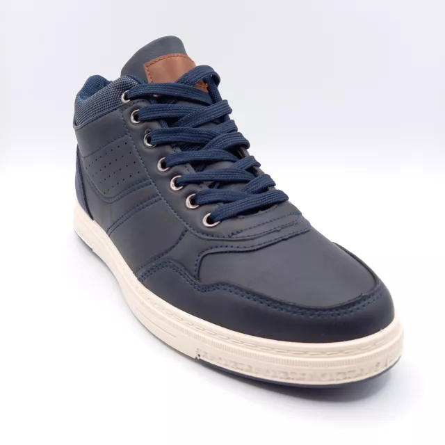 Baskets Tennis Chaussure Sneakers Homme - 40 et 42 Bleu Marine Montantes Blanche