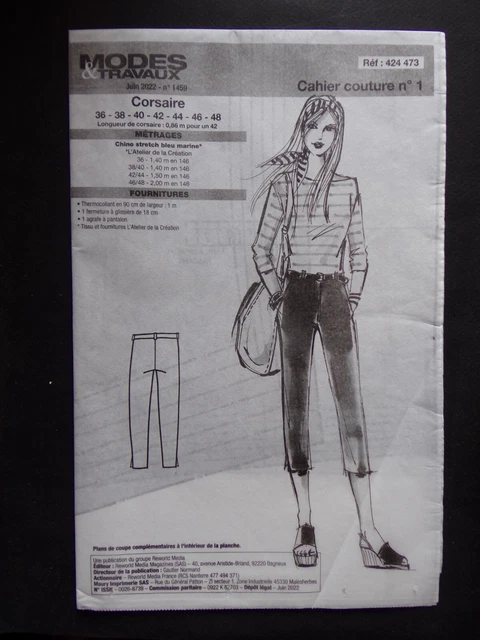Patron De Couture MODES ET TRAVAUX N°06/2022 Pour Corsaire Femme - Occasion
