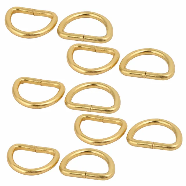 20mm Inner Width Iron Half Round Non Welded D Ring Gold Tone 10pcs