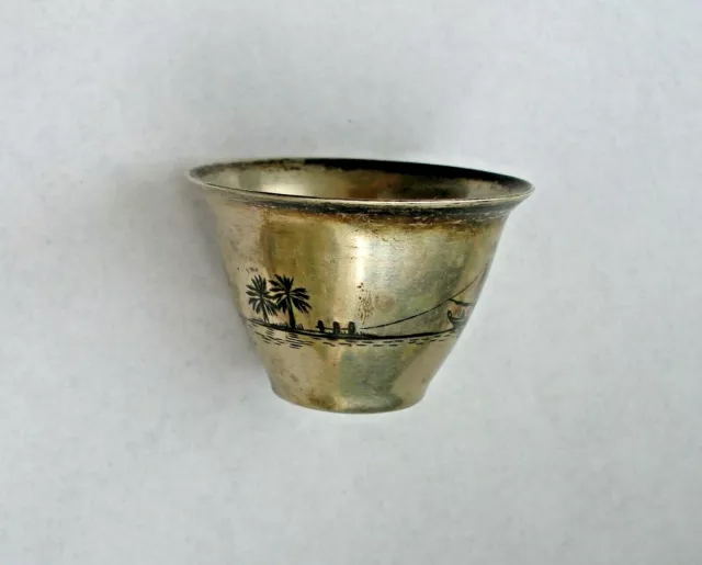 Antique. Rare Silver (Islamic - Arabic ?) Cup. "ARABIАN NIGHTS" Decoration Scene