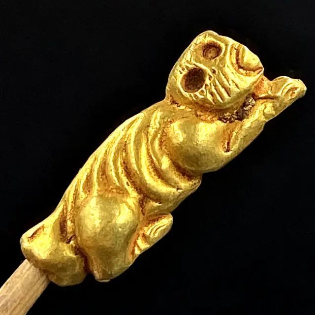 Vintage Tiger Gold Animals figures Beads from Pyu Period South east Asia