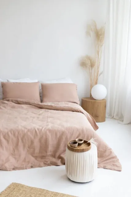 Lite-Bettwäsche-Set aus gewaschenem Leinen in Rosa, Boho-Bettbezug,... 3