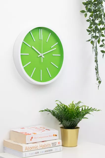 Emerald Green Wall Clock 12-Inch: Silent Non-Ticking Modern Green Clock.