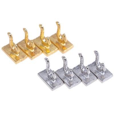 8PC Dollhouse Miniature 1/12 Scale Metal Gold Hook Hanger Furniture Accessories