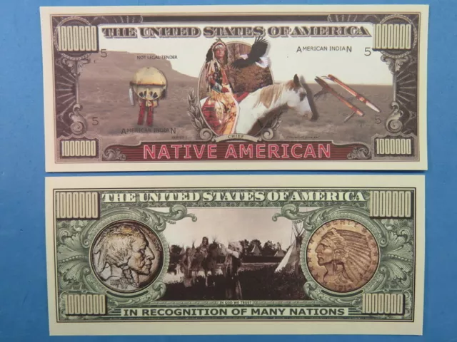 Nativo Americano Indios Muchos Gran Naciones ~ Una Million Billete de Dólar