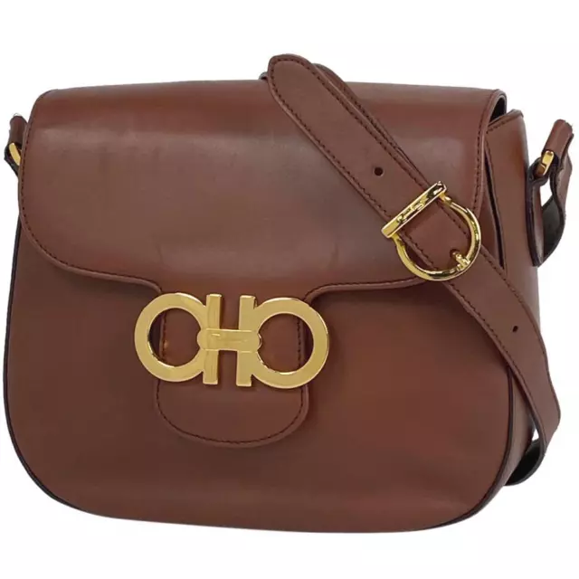 SALVATORE FERRAGAMO DOUBLE Gancini Shoulder Bag 5234 #BS391 $351.30 ...