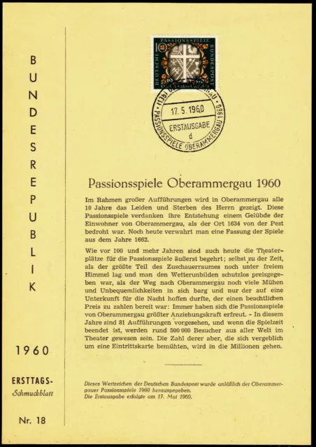 B7) Bund Vorläufer Joppen ETB 18 329 Passionsspiele Oberammergau mit Folie RAR