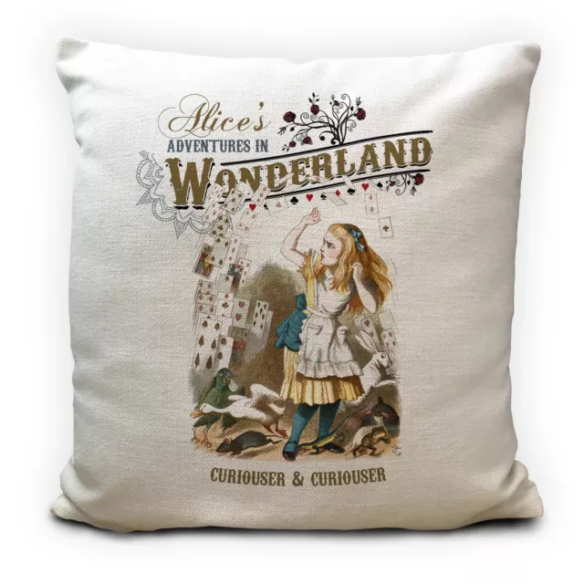 ALICE IN WONDERLAND Cushion Cover Curiouser and Curiouser Quote 40 cm 16Inch